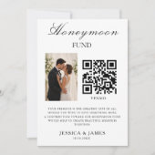 ハネムーン資金QRコードと写真の結婚式 招待状 (正面)