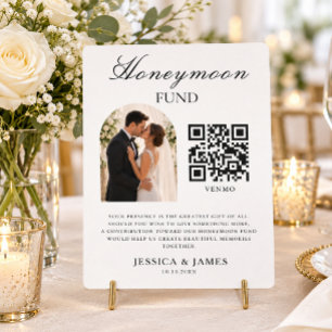 ハネムーン資金QRコードと写真の結婚式 招待状
