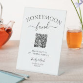 ハネムーン資金QRコード ミニマリスト結婚式の装飾 台座サイン (インサイチュ)