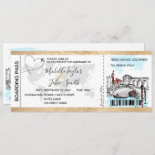 ハネムーン ウェディング 搭乗券 ヴェネツィア イタリア 招待状 (正面/裏面)