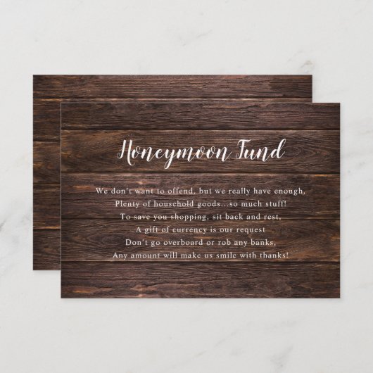 ハネム結婚ーンカード |粗野な暗い木 招待状 (正面/裏面)