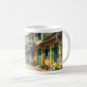 ハノイの秋 カフェと路地 水彩画アートプリント コーヒーマグカップ (正面右)