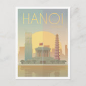 ハノイベトナムアートヴィンテージトラベルイラストレーション ポストカード (正面)