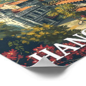 ハノイベトナムヴィンテージアートトラベルイラストレーション ポスター (角)