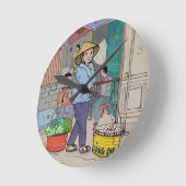 ハノイ通りホーカーベトナム ラウンド壁時計 (傾斜)