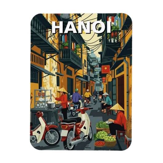 ハノイ ベトナム 路地 旅行 マグネット (縦)