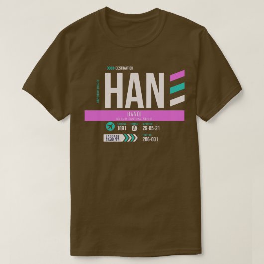 ハノイHAN空港コード手荷物ラベル1 Tシャツ (デザイン正面)