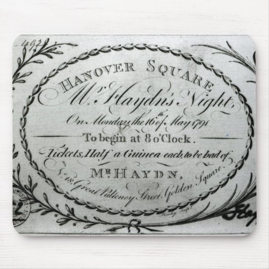 ハノーバーの「Haydn's Night氏」へのチケット マウスパッド (正面)