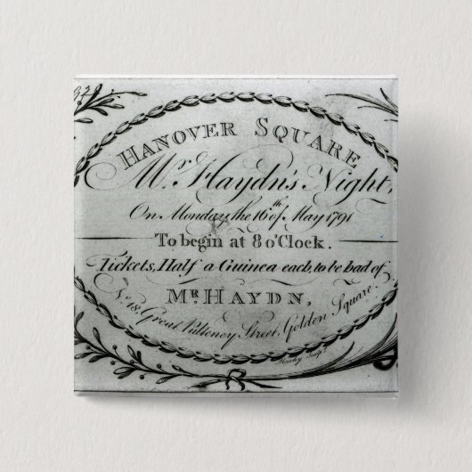 ハノーバーの「Haydn's Night氏」へのチケット 缶バッジ (正面)