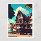 ハノーバードイツヴィンテージ旅行イラストレーション ポストカード (正面)
