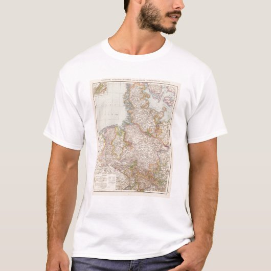 ハノーバー、SchleswigHolstein、北ドイツの地図 Tシャツ (正面)