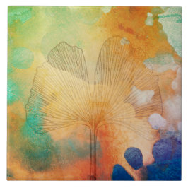 ハハトンカ秋の巨大なイチョウ葉 タイル