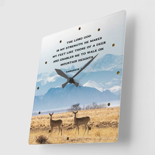 ハバクク3:19主なる神は私の力の聖書である スクエア壁時計 (傾斜)