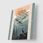 ハバクク3:19聖書の山の鹿 スクエア壁時計 (傾斜)