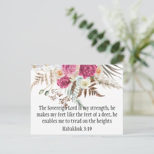 ハバクク3:19聖書の詩のはがきやる気を起こさせる書 ポストカード (スタンド正面)