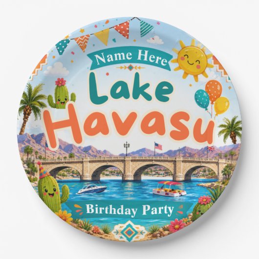 ハバス湖 子供 誕生日 風船 ペーパープレート (正面)