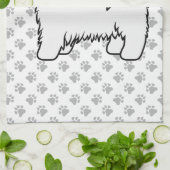 ハバナのかわいい漫画の犬の白イラストレーション キッチンタオル (折り畳み)