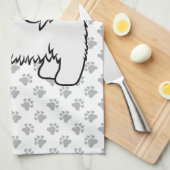 ハバナのかわいい漫画の犬の白イラストレーション キッチンタオル (四つ折り)