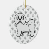 ハバナのかわいい漫画の犬の白イラストレーション セラミックオーナメント (右)