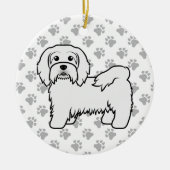 ハバナのかわいい漫画の犬の白イラストレーション セラミックオーナメント (正面)
