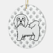 ハバナのかわいい漫画の犬の白イラストレーション セラミックオーナメント (左)