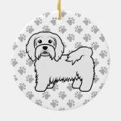 ハバナのかわいい漫画の犬の白イラストレーション セラミックオーナメント (裏面)