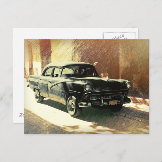 ハバナのアメリカ車、キューバのはがき ポストカード (正面/裏面)