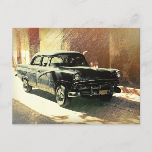 ハバナのアメリカ車、キューバのはがき ポストカード (正面)