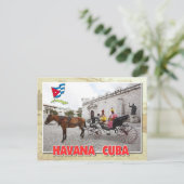 ハバナのキューバ、衣装を着た地元の人々が馬車に乗っている ポストカード (スタンド正面)