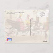 ハバナのキューバ、衣装を着た地元の人々が馬車に乗っている ポストカード (裏面)