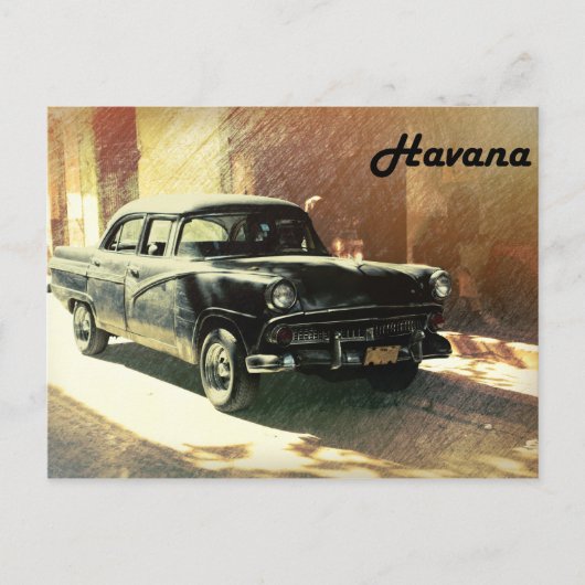 ハバナのハガキの通りの古いアメリカの車 ポストカード (正面)