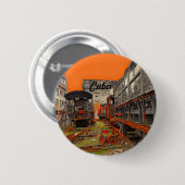 ハバナの古い列車、キューバのバッジ 缶バッジ (正面&裏面)