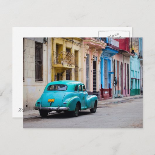 ハバナの古い車の通り ポストカード (正面/裏面)