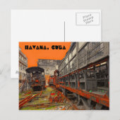 ハバナの古くなった機関車と鉄道の貨車 ポストカード (正面/裏面)