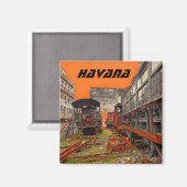 ハバナの貨車を持つ錆びた機関車 マグネット (正面/裏面)