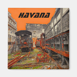 ハバナの貨車を持つ錆びた機関車 マグネット