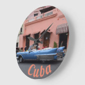 ハバナキューバのヴィンテージ車の珊瑚の建築 ラージ壁時計 (Angle)