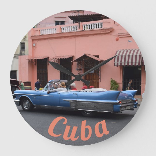 ハバナキューバのヴィンテージ車の珊瑚の建築 ラージ壁時計 (Front)