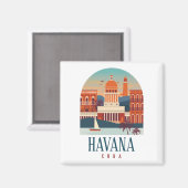 ハバナキューバアイランドヴィンテージミニマルレトロシティ マグネット (正面/裏面)