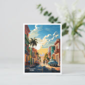 ハバナキューバアートヴィンテージトラベルイラストレーション ポストカード (スタンド正面)