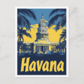 ハバナキューバアートヴィンテージトラベルイラストレーション ポストカード (正面)