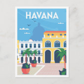 ハバナキューバアートヴィンテージトラベルイラストレーション ポストカード (正面)
