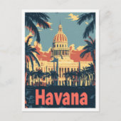 ハバナキューバアートヴィンテージトラベルイラストレーション ポストカード (正面)