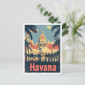 ハバナキューバアートヴィンテージトラベルイラストレーション ポストカード (スタンド正面)