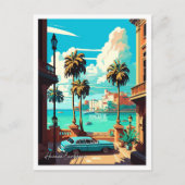 ハバナキューバアートヴィンテージトラベルイラストレーション ポストカード (正面)