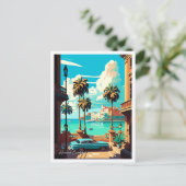 ハバナキューバアートヴィンテージトラベルイラストレーション ポストカード (スタンド正面)