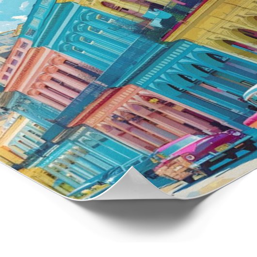 ハバナキューバアートヴィンテージ旅行 ポスター (角)