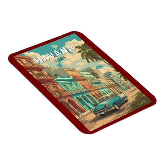 ハバナキューバイラストレーショントラベルアートヴィンテージ マグネット (右側)