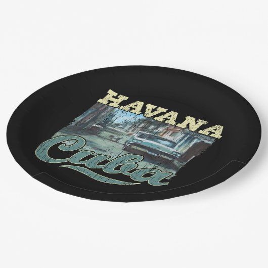 ハバナキューバグラフィティ通りアート – ラブハバナ ペーパープレート (アングル)