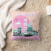 ハバナキューバピンク旅行アート クッション (ブランケット)